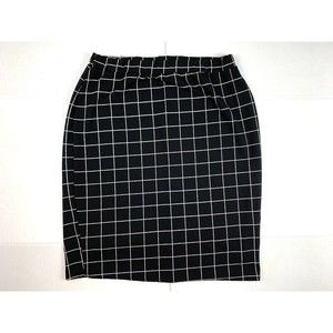 Boohoo Skirt Womens Sz 20 Black White Long Pull On Comfort Waist Stretchy Plaid